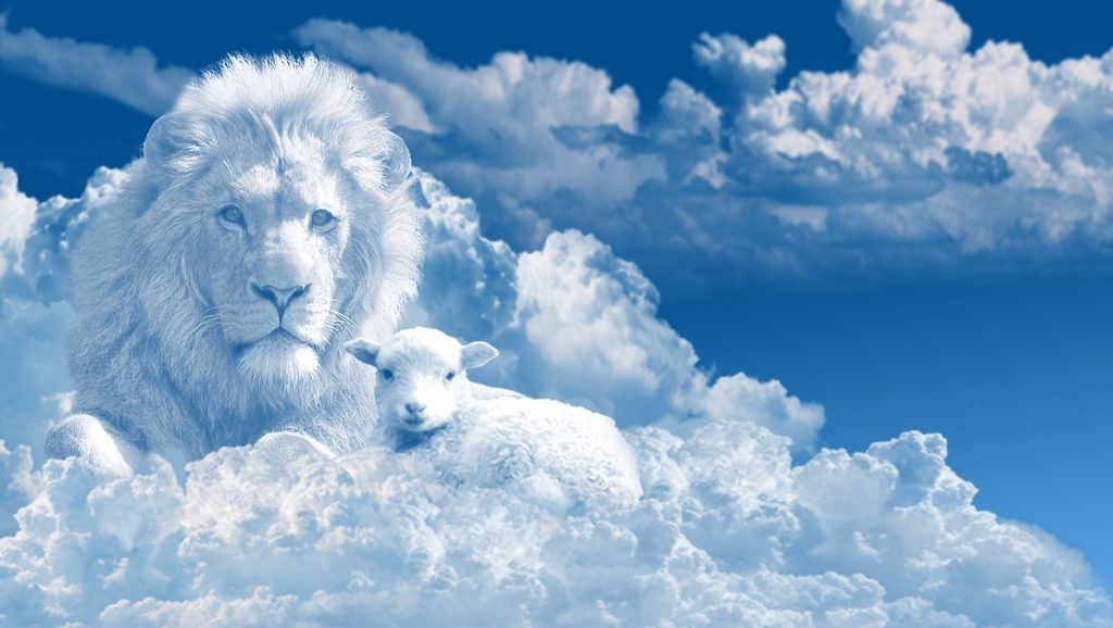 Wolke: Löwe und Lamm friedlich zusammen